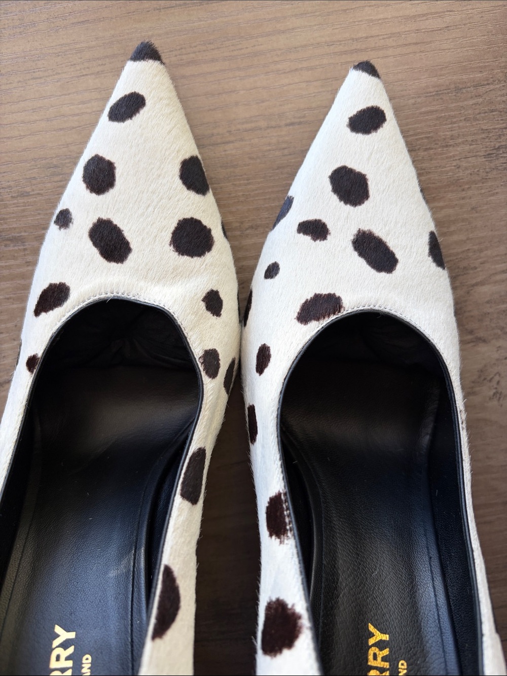 NWT Burberry Ava Cream & Black Dalmatian-Spot Pointed-Toe Pumps - Picture 2 of 12